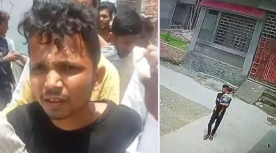 बच्चा चोर : दिन दहाड़े बदमाश कर रहा था दो बच्चों को अगवा, लोगों ने पकड़कर की धुनाई